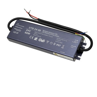 LED zdroj 24V 60W/100W/150W/250W/300W/350W/500W Napájecí zdroj pro LED pásky, vstup 230V, výstup 24V, 60W/100W/150W/250W/300W/350W/500W, IP67, rozměry dle typu, ochrana proti přehřátí, zkratu a přetížení, záruka 5 let
