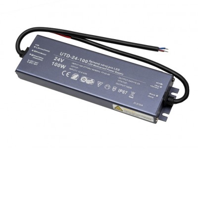 LED zdroj 24V 100W Napájecí zdroj pro LED pásky, vstup 230V, výstup 24V, 100W, IP67, rozměry 180×60×19mm, ochrana proti přehřátí, zkratu a přetížení.