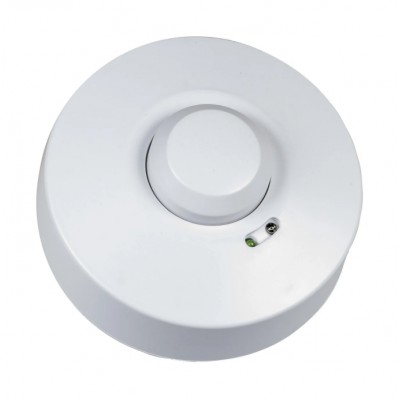 GENER HF 360°/120°, IP20 HF - Pohybové čidlo mikrovlnné, senzor pohybu pro osvětlení, plast, bílá, záběr 360°, dosah 1-8m, čas 10s-12min, soumrak, 230V, zátěž max 300W/1200W, IP20, d=96mm, h=43mm.