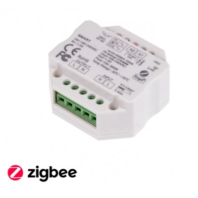 SJ Tuya, Zigbee 1,5A Spínací jednotka 1 kontakt, pro ovladače dimLED Zigbee TRIAK, ovládání telefonem smart systém Tuya, Zigbee 3.0 1x1,5A, 1x360W, dosah 30m, 230V, IP20, 52x52x26mm.