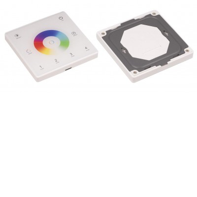KADET - RF-DIM RGBW-CCT DOW RF bezdrátový nástěnný dálkový ovladač bílý, pro řízení RGBW-CCT LED pásků dosah až 30m, 4 nezávislé zóny, napájení baterie CR2032 3V, rozměry 84x84x910mm