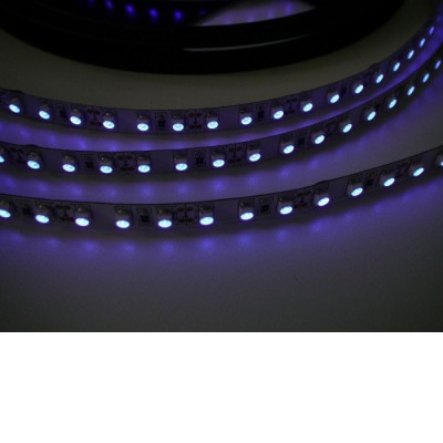 UV LED pásek 395-405nm9,6W/m Světelný zdroj, LED pásek s UV - ultrafialovým světlem 395-405nm, 120LED/m, 9,6W/m, 12V, dělitelnost 25mm, w=8mm, cena za 1m