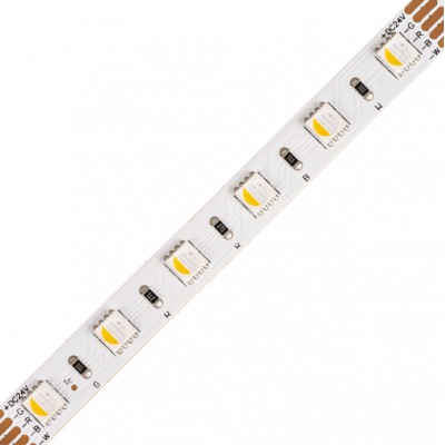 LED pásek RGBW, 60LED/m, 19,2W/m 24V LED pásek, těleso plast, povrch bílá, 60LED/m, RGBW 19,2W/m / červená, zelená, modrá, + teplá 3000K, nebo neutrální 4000K, nebo denní 6000K, 4,8W/m, 370lm/m, vyzařovací úhel 120°, Ra80, 24V, rozměry w=10mm, l=5000mm, cena za 1m