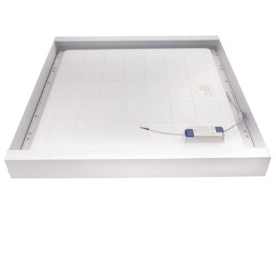 MR107 - Rám pro LED panel 60x60 Montážní rám pro stropní instalaci LED panelů, materiál hliník, povrch bílá, rozměry 600x600x65mm, DIY šroubovací, rozložený