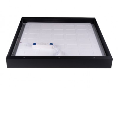 MR109 - Rám pro LED panel 60x60 Montážní rám pro instalaci LED panelů 595x595mm, materiál hliník, povrch černá, rozměry 600x600x65mm, DIY šroubovací, rozložený