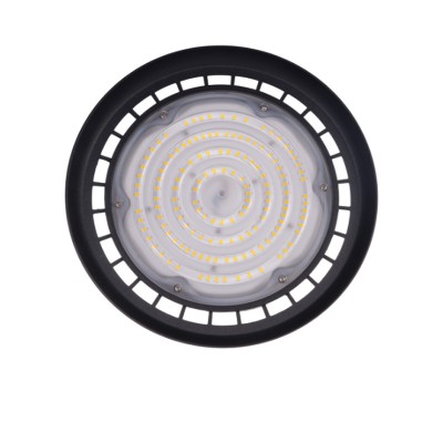 HIGHBAY UFO CIFUS 150W, IP65 Závěsné průmyslové svítidlo, těleso kov, povrch černá, krycí plast čirý, LED 150W, 20500lm, denní 6500K, Ra80, vyzař. úhel 90°, 230V, IP65, rozměry d=299mm, h=113mm.