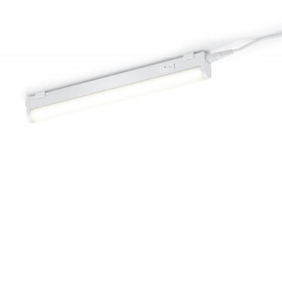 RAMON Přisazené svítidlo, těleso hliník, povrch bílá, difuzor plast opál, LED, 1x4W, SMD, teplá 3000K, 350lm, 230V, IP20, tř.2, 280x25x40mm, vč. vypínače, připojení konektor.