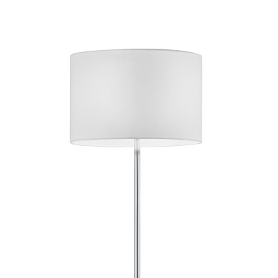 JOJO Stojací lampa, základna kov, povrch nikl mat, kryt textil opál, pro žárovku 1x60W, E27, 230V, IP20, tř.1, d=350mm, l=1600mm, vypínač na kabelu.