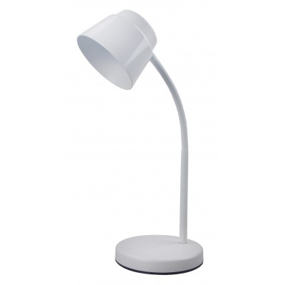 EMMA Stolní lampa, nastav. směr svícení, husí krk, těleso kov a plast, povrch bílá, difuzor plast opál, LED 5W, neutrální 4000K, 470lm, 230V, IP20, tř.1, rozměry h=350mm.