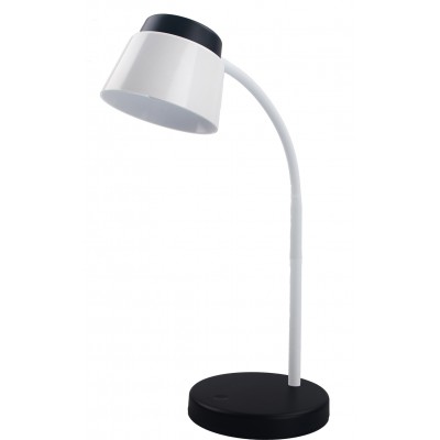 EMMA Stolní lampa, nastav. směr svícení, husí krk, těleso kov a plast, povrch černá, difuzor plast opál, LED 5W, neutrální 4000K, 470lm, 230V, IP20, tř.1, rozměry h=350mm.