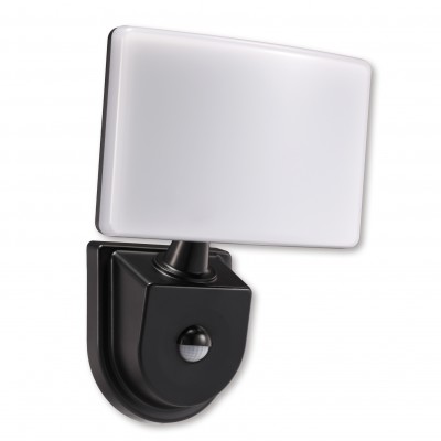 LUIGO LED 15W, IP65 Venkovní nástěnné svítidlo, PIR senzor pohybu, čas 10s-10minut, záběr 120°, dosah max 8m, těleso plast černá, difuzor plast opál, LED 15W, neutrální 4000K, 1300lm, 230V, IP65, rozměry 200x160x185mm.