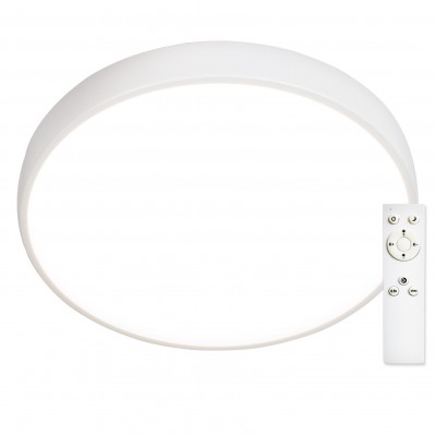 LUCKEST PL CCT 60W Stropní svítidlo, těleso kov, bílá, dif plast opál, LED 60W, 6000lm, dálk ovladačem (včetně) stmívatelné, nast teplota CCT teplá 3000K, denní 6500K, Ra80, 230V, IP20, rozměry d=600mm, h=50mm