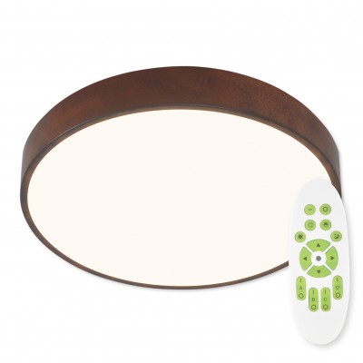 LUCKEST PL CCT 51W Stropní svítidlo, těleso kov, hnědá korten, dif plast opál, LED 51W, 5100lm, dálk ovladačem (včetně) stmívatelné, nast teplota CCT teplá 3000K, denní 6500K, Ra80, 230V, IP20, rozměry d=400