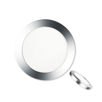 STACHYS 24W Stropní, podhledové svítidlo kruhové, těleso kov, povrch chrom, dif plast opál, LED 24W, neutrální 4000K, 2400lm 230V, IP20, rozměry d=330mm, h=19mm.