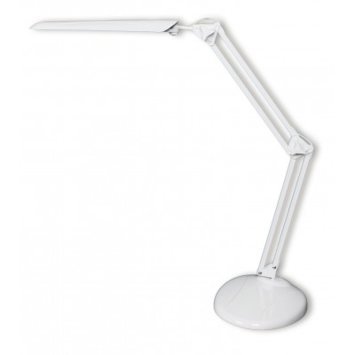 PLAGER Stolní kancelářská lampa, 2 ramena, nastav směr svícení, těleso kov a plast, povrch bílá, LED 9W, 720lm, neutrální 4500K, stmívatelná, 230V, IP20, tř.1, rozměry h=700mm.