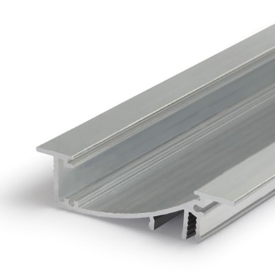 WAKE PROFIL 53x13,5mm Vestavný zápustný profil, materiál hliník, povrch surový, maximální šířka LED pásků w=8mm, boční úchyt LED pásků, rozměry 53x13,5mm, l=3000mm, svítí nahoru, nebo dolů