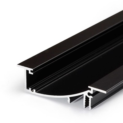 WAKE PROFIL 53x13,5mm Vestavný zápustný profil, materiál hliník, povrch černý, maximální šířka LED pásků w=8mm, boční úchyt LED pásků, rozměry 53x13,5mm, l=2000mm, svítí nahoru, nebo dolů