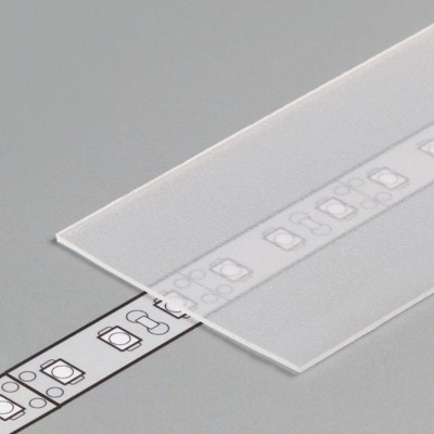 DNH 35,2x0,8mm Nasouvací difuzor k profilu pro LED pásky, materiál polykarbonát PC, povrch transparentní, propustnost 90%, rozměry 35,2mmx0,8mm, l=3000mm