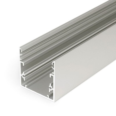 CORNER PROFIL 53x53mm Stropní, přisazený profil pro LED pásky, materiál hliník, povrch elox šedostříbrný mat, max šířka LED pásků w=32mm, rozměry 53x53mm, l=2000mm