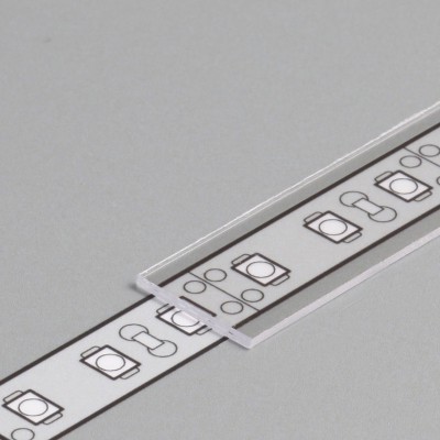 DNJ 12,4x0,8mm Nasouvací difuzor k profilu pro LED pásky, materiál polykarbonát PC/PP, povrch čirá, propustnost 93%, rozměry 12,4x0,8mm, l=2000mm