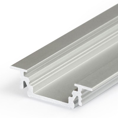 GLAUX PROFIL 24x7mm Vestavný, profil pro LED pásky, materiál hliník, povrch elox šedostříbrný mat, max šířka LED pásků w=10mm, rozměry 24x7mm, l=3000mm