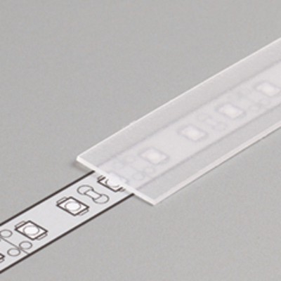 DNB 15,2x0,8mm VÝPRODEJ Nasouvací difuzor k profilu pro LED pásky, materiál polykarbonát PC/PP, povrch transparentní, propustnost 90%, rozměry 15,2x0,8mm, l=2000mm