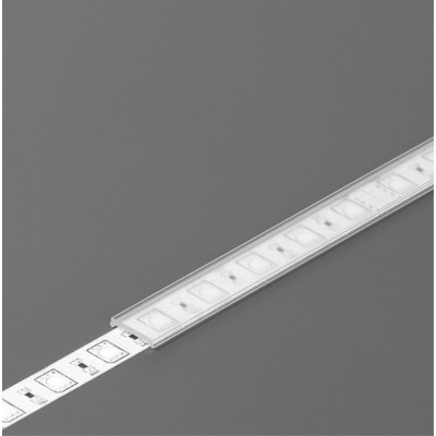 DNC2 10,2x2mm Nasouvací difuzor k profilu pro LED pásky, materiál plast PMMA, povrch transparentní, propustnost 90%, rozměry 10,2x2mm, délka l=2000mm.