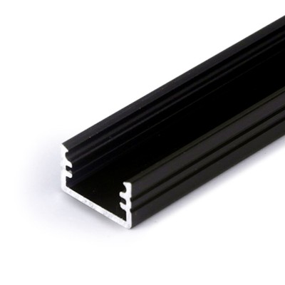 BORAGO profil Přisazený profil pro LED pásky, materiál hliník, povrch černý, max šířka LED pásků w=8mm, rozměry 12,2x7mm, l=4000mm