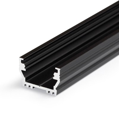 NAJA profil Vestavný, přisazený profil pro LED pásky, materiál hliník, povrch černý, max šířka LED pásků w=12mm, rozměry 14,8x10,8mm, l=4000mm
