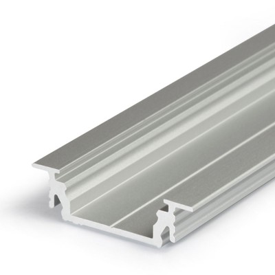 GLAUX PROFIL 14 Vestavný, zápustný profil pro LED pásky, materiál hliník, povrch elox šedostříbrný mat, max šířka LED pásků w=14mm, rozměry 28x8mm, l=4000mm