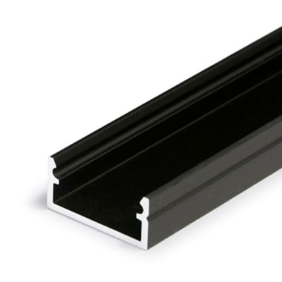 FRITILA profil Přisazený profil pro LED pásky, materiál hliník, povrch černý, max šířka LED pásků w=12mm, rozměry 6,6x14,4mm, l=2000mm