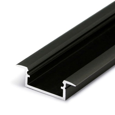 FILAGO PROFIL 21,3x6,6mm Vestavný, zápustný profil pro LED pásky, materiál hliník, povrch černý, max šířka LED pásků w=12mm, rozměry 6,6x21,3mm, l=2000mm