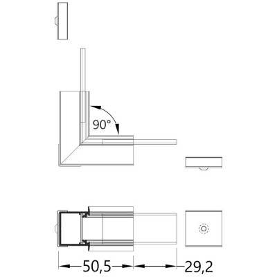 FICARIA spojka VESTAVNÝ profil 90 VERTIKÁLNÍ Spojovací komponent profilu, vertikální, 90°, materiál hliník+polykarbonát PC, povrch bílá, rozměry 50,5x29,2mm