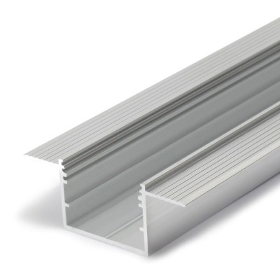 NUPHAR profil 63 DEEP FRAMELESS Vestavný, zápustný bezrámečkový profil pro LED pásky do sádrokartonu, materiál hliník, povrch elox šedostříbrný mat, max šířka LED pásků w=30mm, rozměry 63,4x24mm, l=4000mm