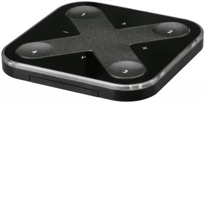 Nástěnný ovladač Casambi RF bezdrátový nástěnný ovladač, Casambi černý, fce za/vyp, stmívání, nastavení CCT teploty světla, 4 scény, napájení baterie CR2430, IP20, rozměry 90c90x12mm