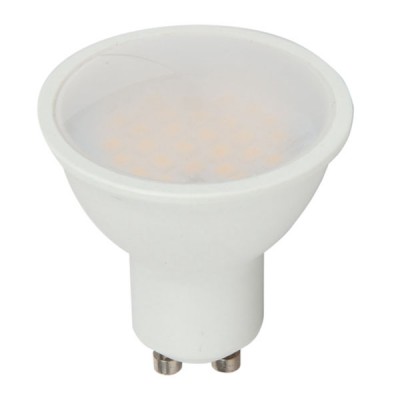 VT-271 LED žárovka GU10 Světelný zdroj LED žárovka bodová, těleso plast bílá, difuzor plast opál, LED 10W, neutrální 4000K, 1000lm, GU10, ES50, vyzař. úhel 110°, Ra80, 230V, rozměry d=50mm, l=55mm