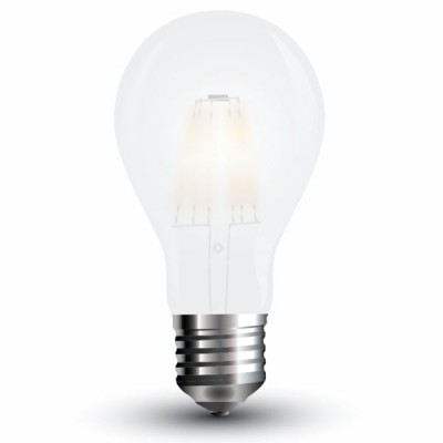 VT-1938 LED žárovka E27 VÝPRODEJ LED žárovka, těleso kov šedostříbrná, difuzor sklo opál, LED 8W, denní 6400K, 800lm, E27, A67, 230V, tř.1, rozměry d=67mm, h=123mm