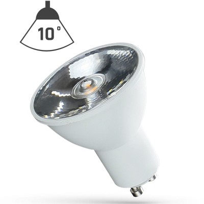 LED GU10 230V 6W 10° Světelný zdroj LED žárovka bodová, těleso plast bílá, LED 6W, teplá 3000K, 430lm, GU10, ES50, vyzař. úhel 10°, Ra80, 230V, d=50mm, l=54mm