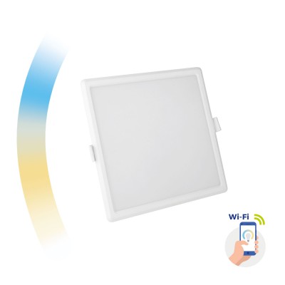 ZARE SQ smart Stropní vestavné svítidlo, hliník, bílá, difuzor plast opál, LED 12W, 1150lm, ovl smart telefon Tuya, WiFi, stmív, nast teplota CCT teplá 3000K - denní 6500K, 230V, IP20, rozměry 155x155x38mm