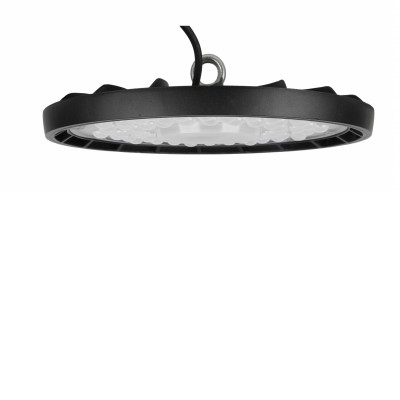 FUIT 200W, IP65 Závěsné průmyslové svítidlo, těleso hliník, povrch černá, krycí plast čirý, LED 200W, 25000lm, neutrální 4000K, Ra80, vyzař. úhel 90°, IK07, 230V, IP65, rozměry d=314mm, h=77mm.