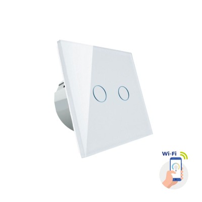 RF 2Z SW WiFi Tuya Tuya WiFi bezdrátový dvouzónový nástěnný ovladač zap/vyp 2x1000W, napájení 230V, IP20, rozměry 86x86x36mm