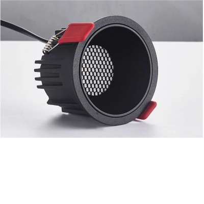 DL03-HC LED 18W Podhledové svítidlo, těleso hliník, rámeček černá, komínek černá, LED 18W, 1800lm, teplá 3000K, Honeycomb UGR<19, Ra80, 230V, IP20, d=105mm, h=77mm