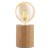 TURIALDO Stolní lampa, základna dřevo, povrch hnědá, pro žárovku 1x28W, E27, 230V, IP20, tř.2, rozměry d=85mm, h=100mm vč. vypínače na kabelu