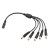 Napájecí kabel pro stavebnicová svítidla, l=200mm Rozbočovací kabel s konektory DC 5,5 x 2,1mm, 1x zásuvka na 5x vidlice, černý
