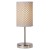 MODA Stolní dekorativní lampa, základna chrom broušený, stínítko textil ornament, povrch bílá, pro žárovku 1x60W, E27, 230V, IP20, tř.2. rozměry: 130x130x370mm, ovladač na kabelu