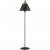 Stojací lampa Stojací pokojová lampa, těleso a stínítko kov, povrch černá, detaily kůže pro žárovku 1x40W, E27, A60, 230V, IP20, tř.2, rozměry d=360mm, h=1537mm, přív. kabel l=1800mm, vypínač na tělese