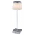 LAURUS 4W, IP44, CCT, USB na baterie Stolní lampa, těleso kov, povrch stříbrná, stínítko plast bílá, LED 4W, přepín teplota CCT teplá 3000K, denní 5000K, 200lm, stmívatelné dotyk, IP44, tř.3, d=130mm, h=380mm, vč kable s USB konektorem.
