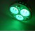 LED GU10 G LED žárovka, těleso kov šedostříbrná, 3x LED čip zelená, LED 3,2, GU10, 230V, úhel svícení 60°, IP20, rozměry d=50mm, h=58mm