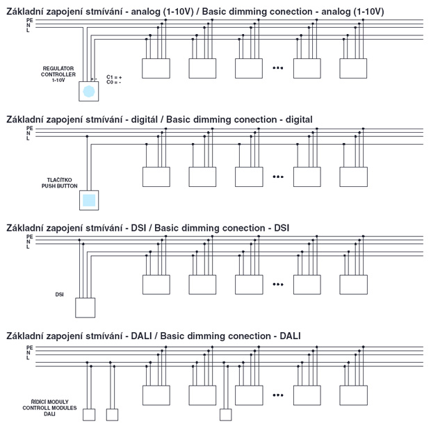 Stmívání zářivek, schema zapojení Stmívání zářivek, schema zapojení